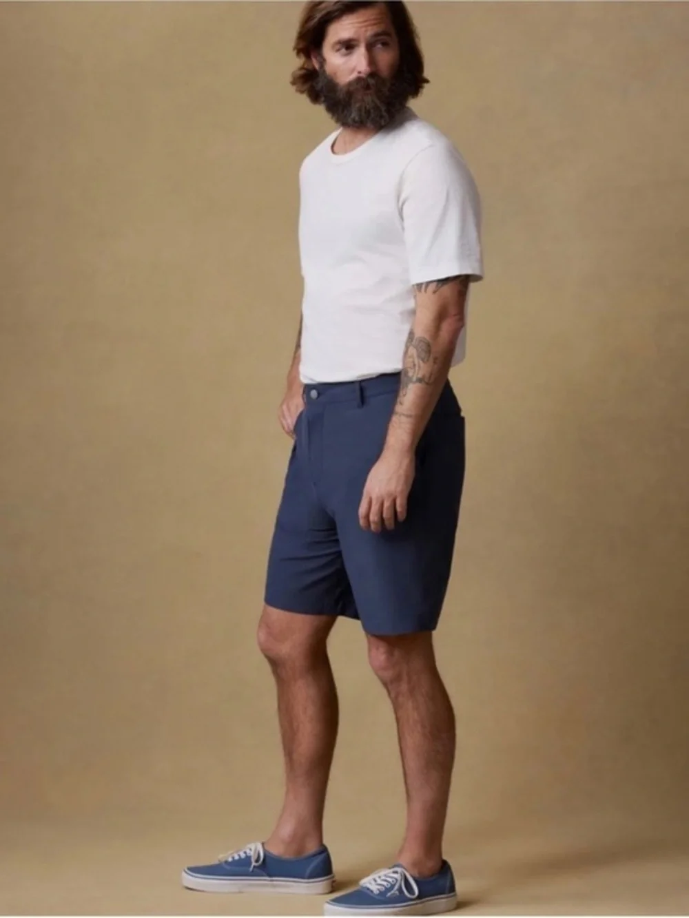 Faherty New Flat-Front Men's Stretch Shorts in Navy 9” inseam